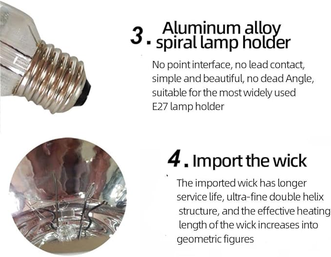 EFFICIENT Red Infrared Heat Chicken Bulb Light Bulb Heating Lamp Bulb Pet Poultry Incandescent Heat Lamp Hard Glass Pet Light for Chicken Farm, Pig Farm