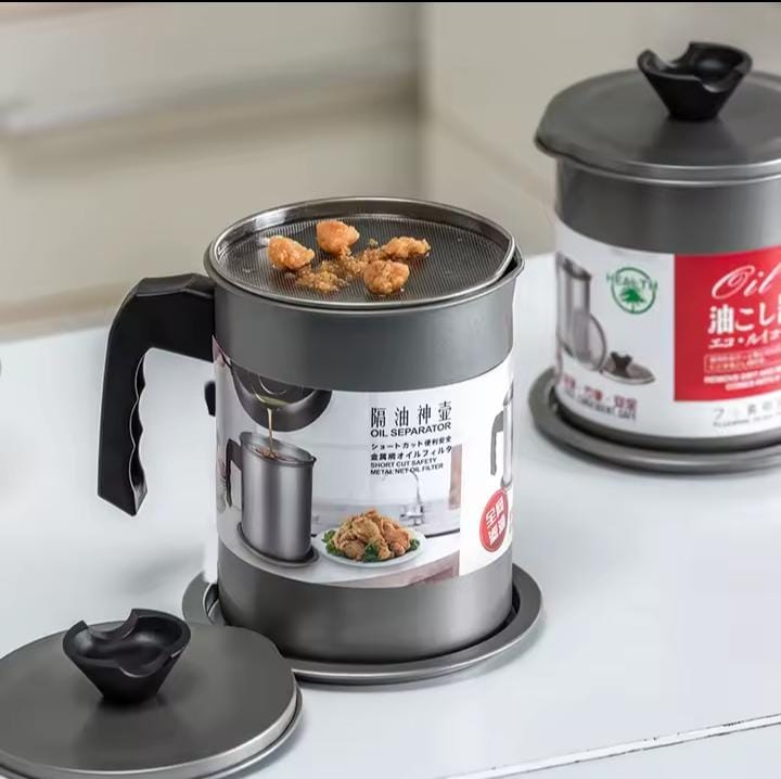 PREMIUM 1.4 Litres Oil Filter/Sieve Oil Filter Pot Cooking Oil Storage Grease Filter 1.4L Strainer Oil Cooking Oil Filter Strainer Kitchen Suitable for Storing Frying Oil