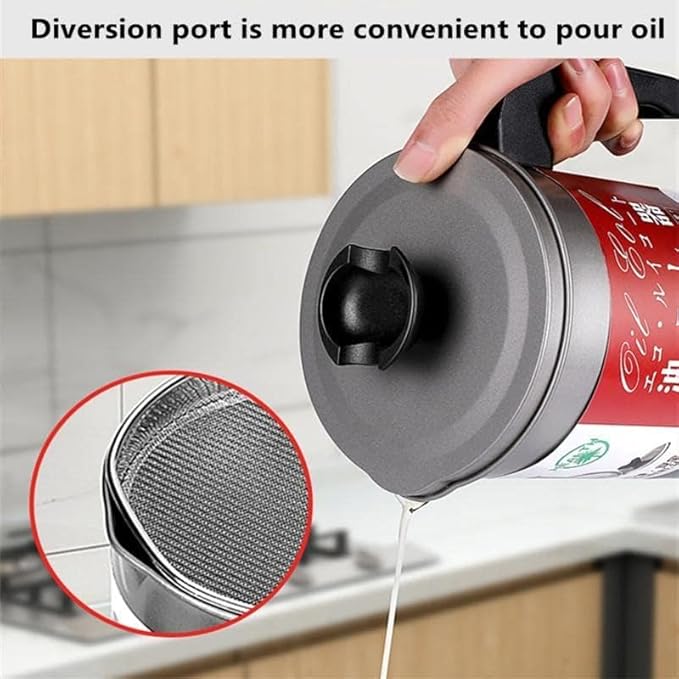 PREMIUM 1.4 Litres Oil Filter/Sieve Oil Filter Pot Cooking Oil Storage Grease Filter 1.4L Strainer Oil Cooking Oil Filter Strainer Kitchen Suitable for Storing Frying Oil