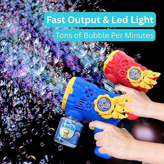 (OFFER) NEW DESIGN Automatic Bubble Gun Machine for Kids, Bubble Gun Toy for Kid with Light and Bubble Gun Liquid, Birthday Gift for Kids Toys