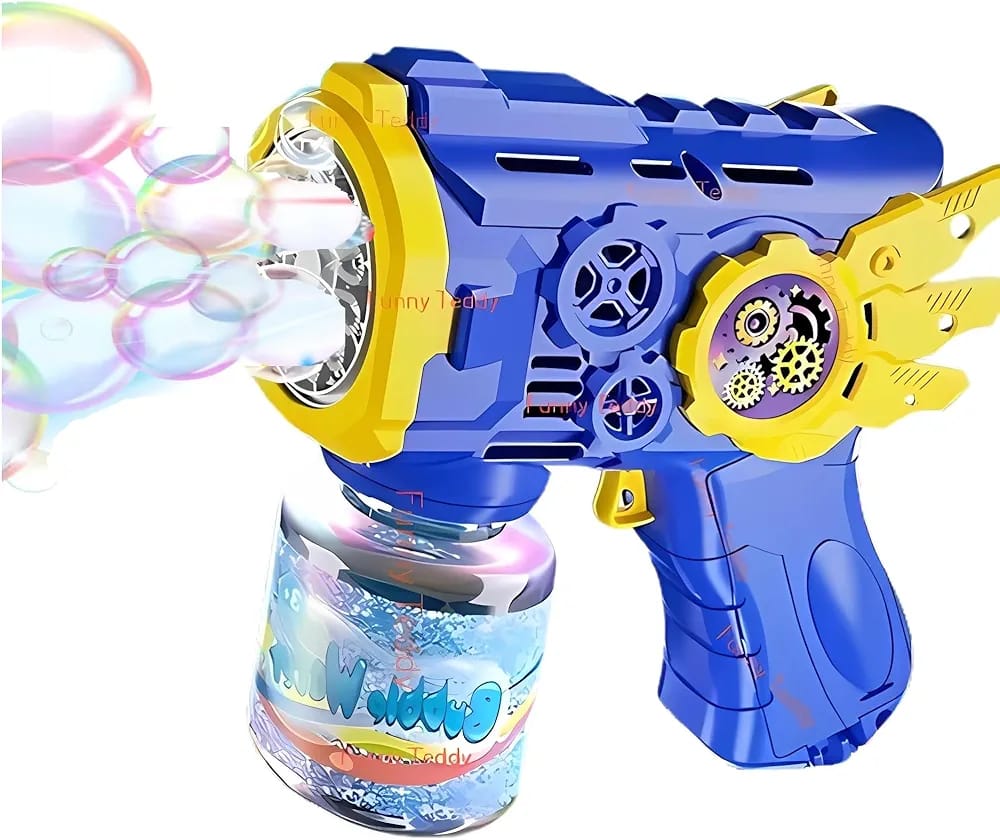 (OFFER) NEW DESIGN Automatic Bubble Gun Machine for Kids, Bubble Gun Toy for Kid with Light and Bubble Gun Liquid, Birthday Gift for Kids Toys