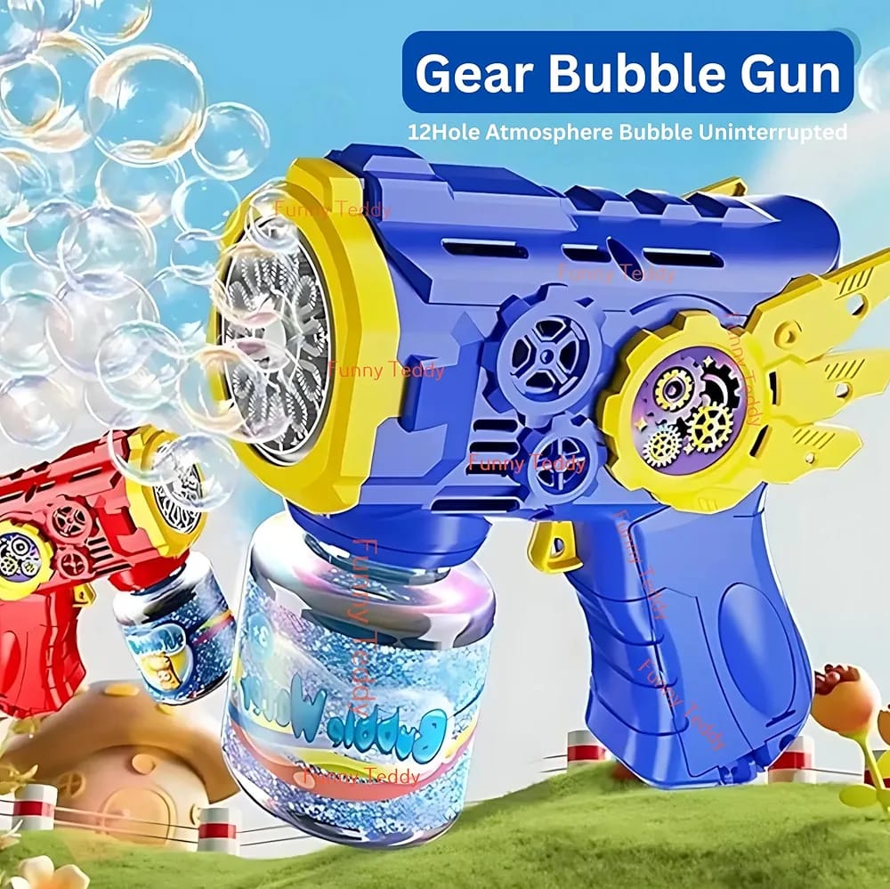 (OFFER) NEW DESIGN Automatic Bubble Gun Machine for Kids, Bubble Gun Toy for Kid with Light and Bubble Gun Liquid, Birthday Gift for Kids Toys