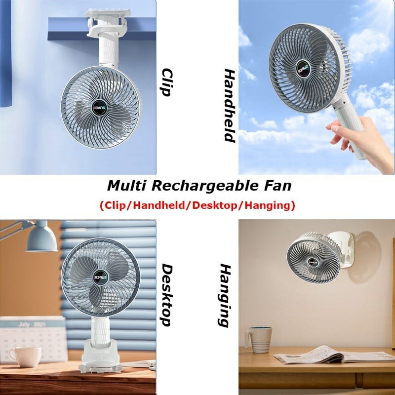 (OFFER) Mini Portable Fan Table Fan Desktop Fan Handheld fan Clip fan Hanging fan Rechargeable Strong Wind 360° adjustable
