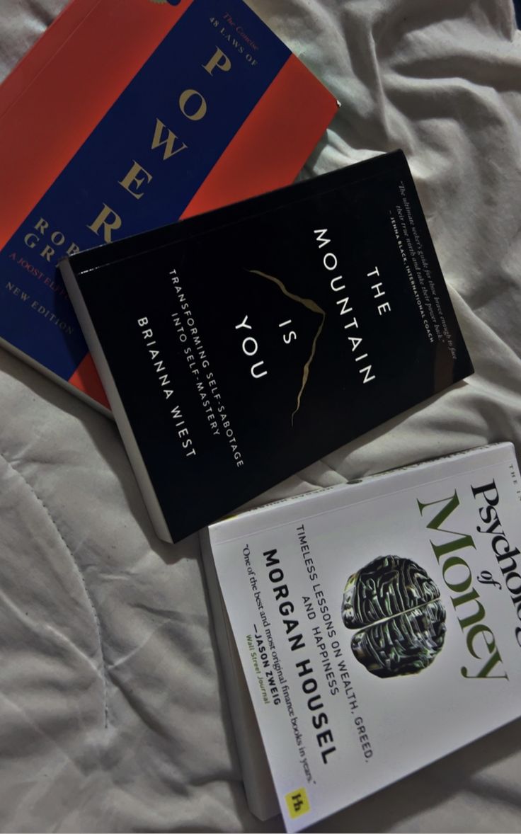 1. The Concise 48 Laws of Power by Robert Greene 2. The Mountain is You by Brianna Wiest 3. The Psychology of Money by Morgan Housel