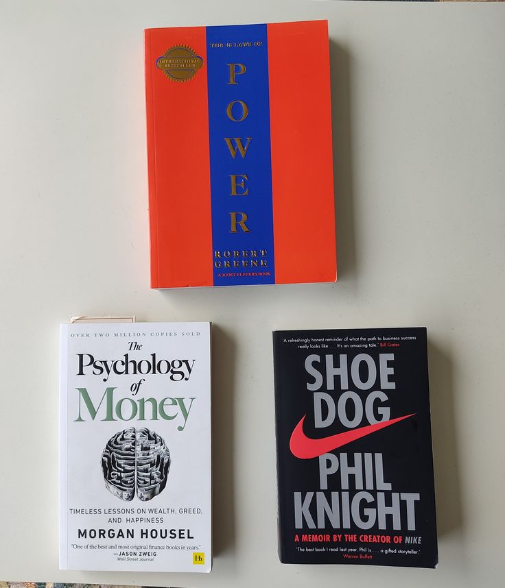 1. The Psychology of Money by Morgan Housel 2. Shoe Dog by Phil Knight . The 48 Laws of Power by Robert Greene
