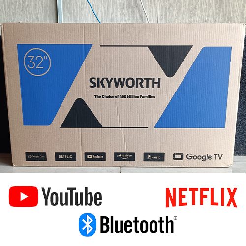 Skyworth 32″ E3500 Smart Google Frameless TV – 32E3500G New Model with Youtube, Netflix and Bluetooth