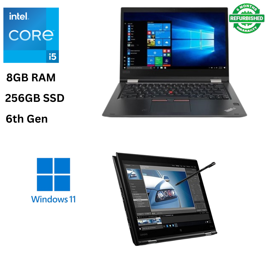 Refurbished Lenovo ThinkPad X1 Yoga X360 Core i5 6th Gen 8GB RAM 256GB SSD 14 Inch FHD Touchscreen, 2 in 1 Convertible, 2.4GHz Dual Core Windows 11, MS Office, Slim Laptop with Stylus Pen