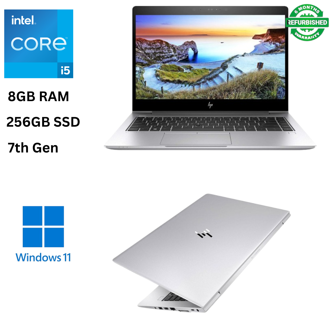 Refurbished HP EliteBook 840 G5 Core I5 8GB RAM 256GB SSD 7th Gen 14 Inch FHD 2.5GHz up to 3.1GHz Dual Core Processor Windows 11 Pro MS Office, HDMI Webcam Ultra Slim Laptop
