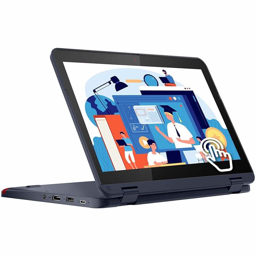 Refurbished Lenovo 500w Gen 3 x360 Intel Pentium Silver N6000 8GB RAM 128GB SSD 11.6 inch HD Touchscreen 1.1GHz - 3.3GHz Quad Core Windows 11 Pro MS Office HDMI 2 in 1 Convertible Laptop  + Bag