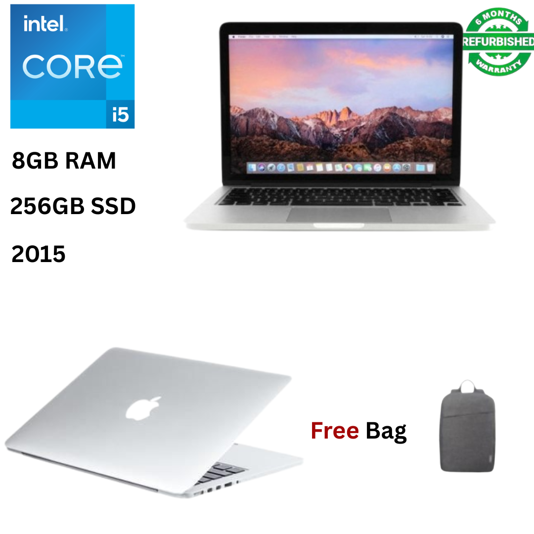 Refurbished Apple MacBook Pro 13 2015 Core i5 8GB RAM 256GB SSD 13.3 Inch Retina Display A1502 MacOS Laptop + Free Bag