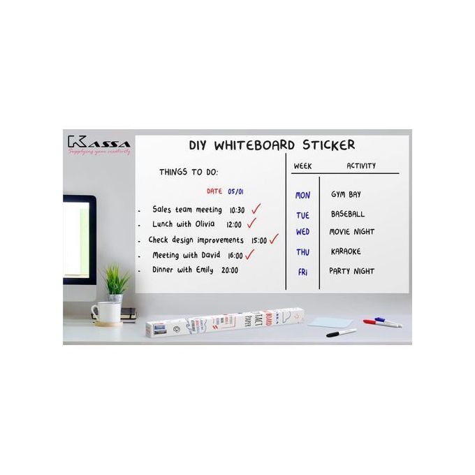 Whiteboard Wall Sticker, Erasable Decal, Self-adhesive Peel and Stick Whiteboard