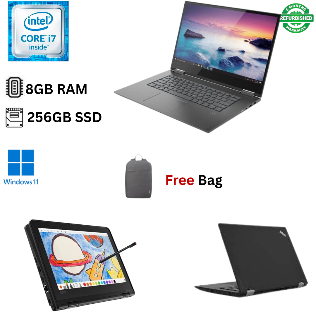 Refurbished Lenovo ThinkPad Yoga 370 X360 Core I7 7th Gen 8GB RAM 256GB SSD 14" FHD Touchscreen 2.7GHz - 3.4GHz Dual Core, Windows 11 Pro MS Office, HDMI, Webcam 2-in-1 Convertible Laptop + Stylus+Bag
