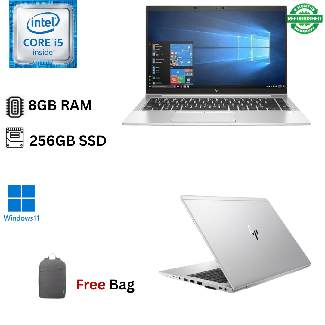 Refurbished HP EliteBook 840 G6 Core I5 8GB RAM 256GB SSD 8th Gen 14 inch Full HD 1.6GHz up to 3.9GHz Quad Core Processor Windows 11 MS Office 2021 HDMI Webcam Ultra Slim  Laptop + Bag