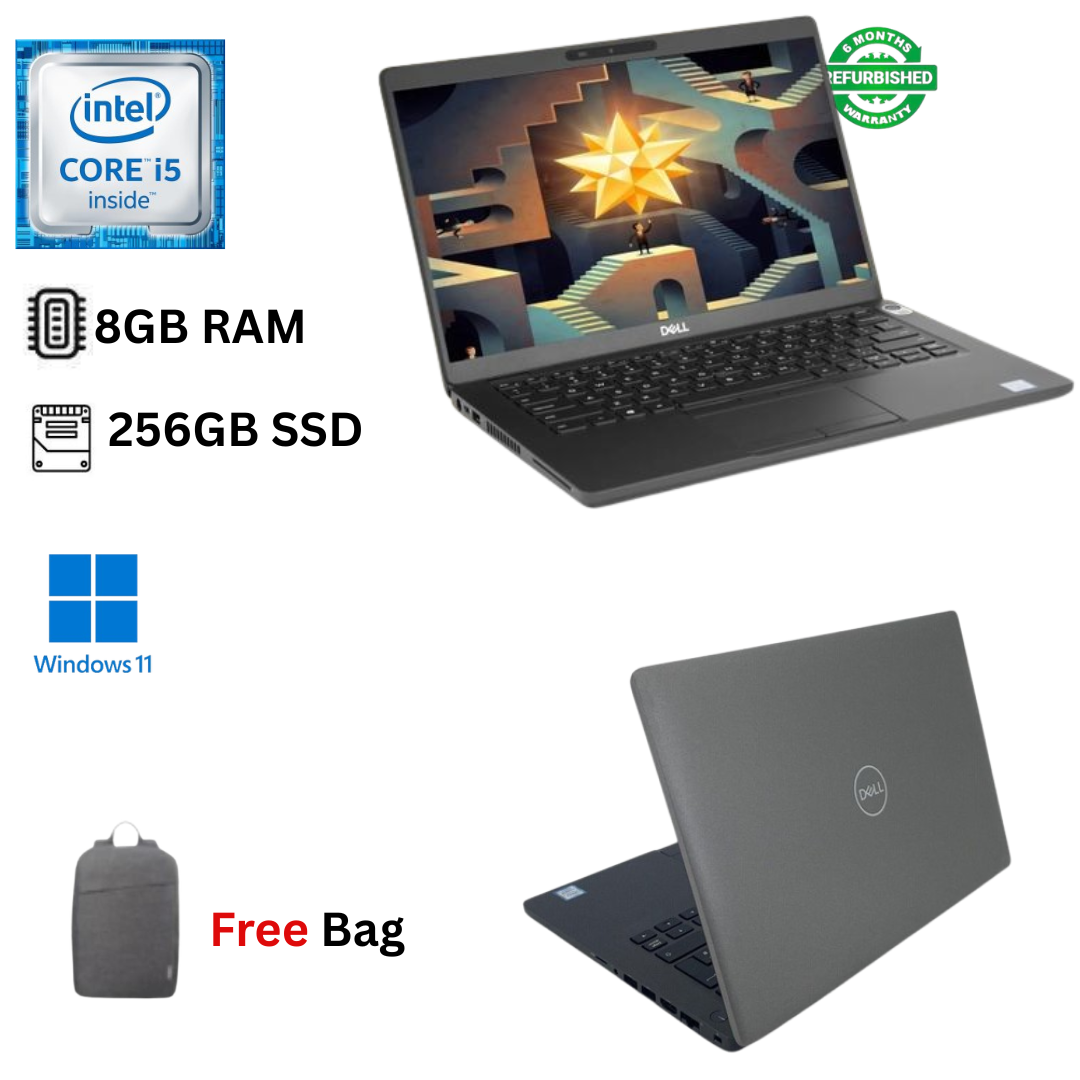 Refurbished Dell Latitude 5400 Core i5 8th Gen 8GB RAM 256GB SSD 14 Inch Full HD 1.6GHz -3.6GHz Quad Core Processor Windows 11 Pro MS Office HDMI Ultra Slim Laptop + Bag