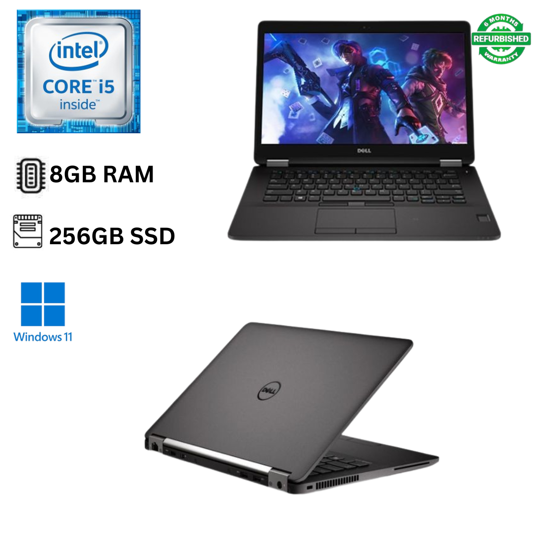 Refurbished Dell Latitude E7270 Core i5 6th Gen 8GB RAM 256GB SSD 12.5 Inch HD 2.4GHz Dual Core Windows 11 Pro MS Office, HDMI Webcam Slim Ultrabook Laptop