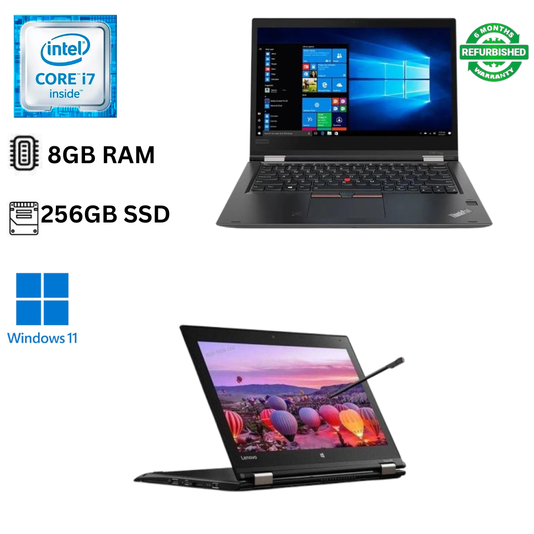 Refurbished Lenovo ThinkPad Yoga 260 X360 Core i7 8GB RAM 256GB SSD 6th Gen 12.5 Inches HD Touchscreen 2.5GHz - 3.1GHz Dual Core, HDMI, USB, Camera 2 IN 1 Convertible Laptop + Stylus pen