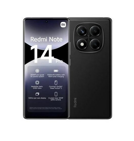 ( Hot Deals ) Xiaomi  Redmi Note 14 Pro 5G  512+12GB 6.67" Amoled with 120Hz 200MP Camera 5110mAh Battery 45W Fast Charging Dual SIM IP68 Rated Corning Gorilla Glass Fingerprint Unlock AI Smartphone