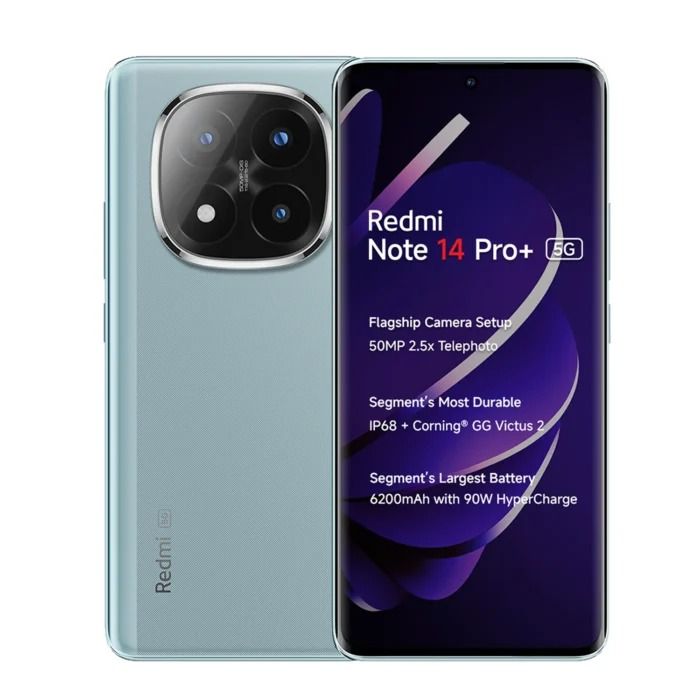 Xiaomi Redmi Note 14 Pro 5G LTE (for Tmobile Mint Tello & Global) (256GB + 8GB) 6.67" 120Hz 200MP AI Camera Model 24116RACCG Unlocked Dual Sim (Ocean Blue)