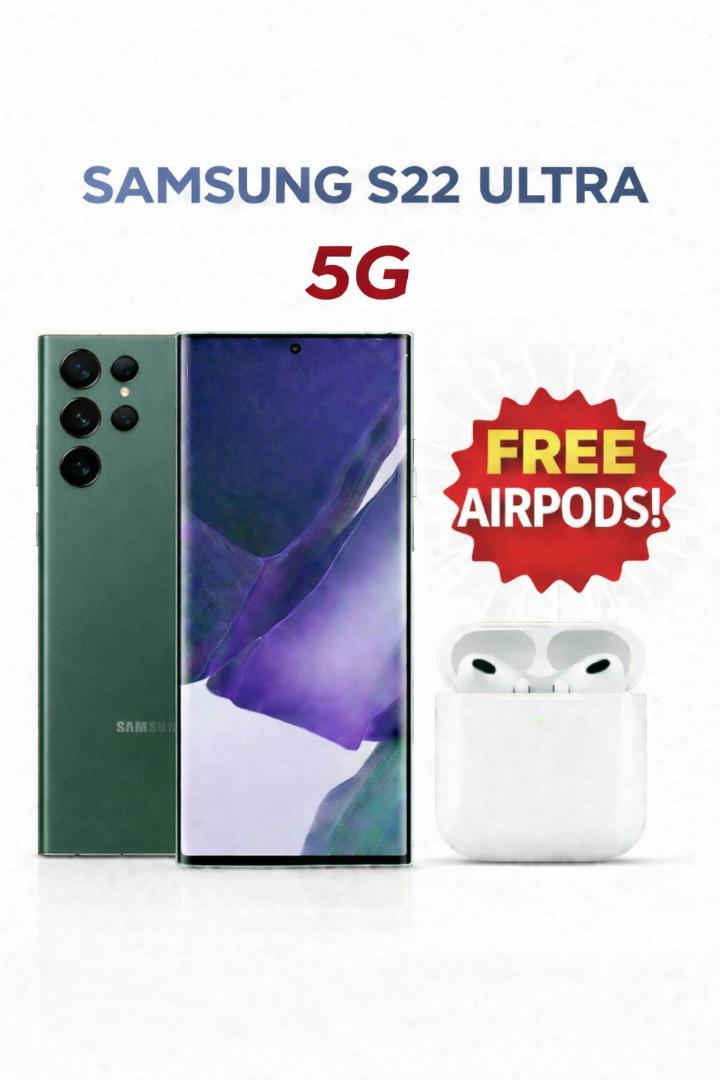 Samsung Galaxy S22 Ultra 5G: 8GB RAM + 128GB, Processor: Snapdragon, Upgarable to Android 13/14, Built-in S-Pen, Dual SIM: Physical + eSIM, 5000mAh Battery, 108MP Camera 100× Space
