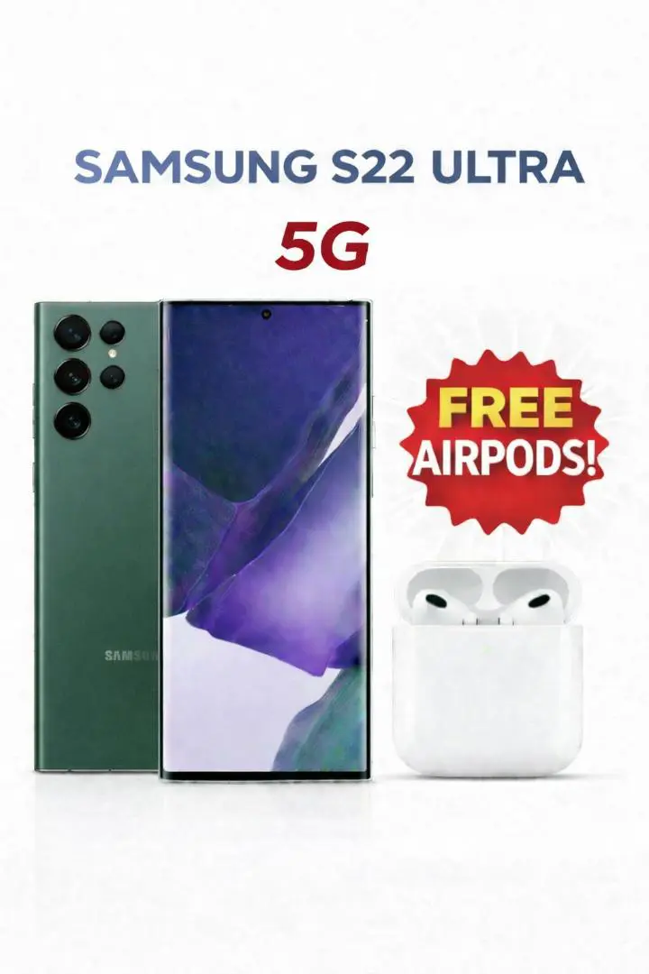 Samsung Galaxy S22 Ultra 5G: 8GB RAM + 128GB, Processor: Snapdragon, Upgarable to Android 13/14, Built-in S-Pen, Dual SIM: Physical + eSIM, 5000mAh Battery, 108MP Camera 100× Space