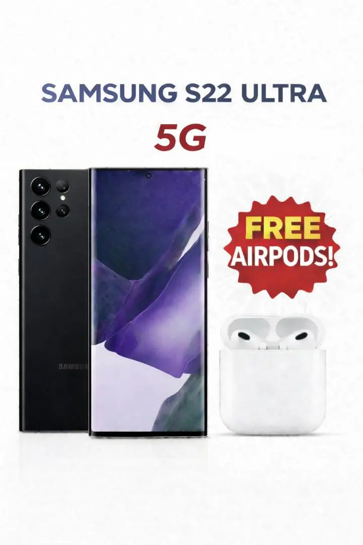 Samsung Galaxy S22 Ultra 5G: 08GB RAM 128GB, Built-in S-Pen, Dual SIM: Physical + eSIM, 5000mAh Battery, 108MP Camera 100× Space