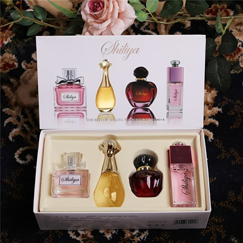 4PCS Ladies Perfume Set Elegant Floral Women's Perfumes Deodorants Eau Perfume Gift Set Long-Lasting Flower Scent Fragrance Suitable for Daily Use & Dates Ideal Gift for Her Best Valentine's Day Gifts