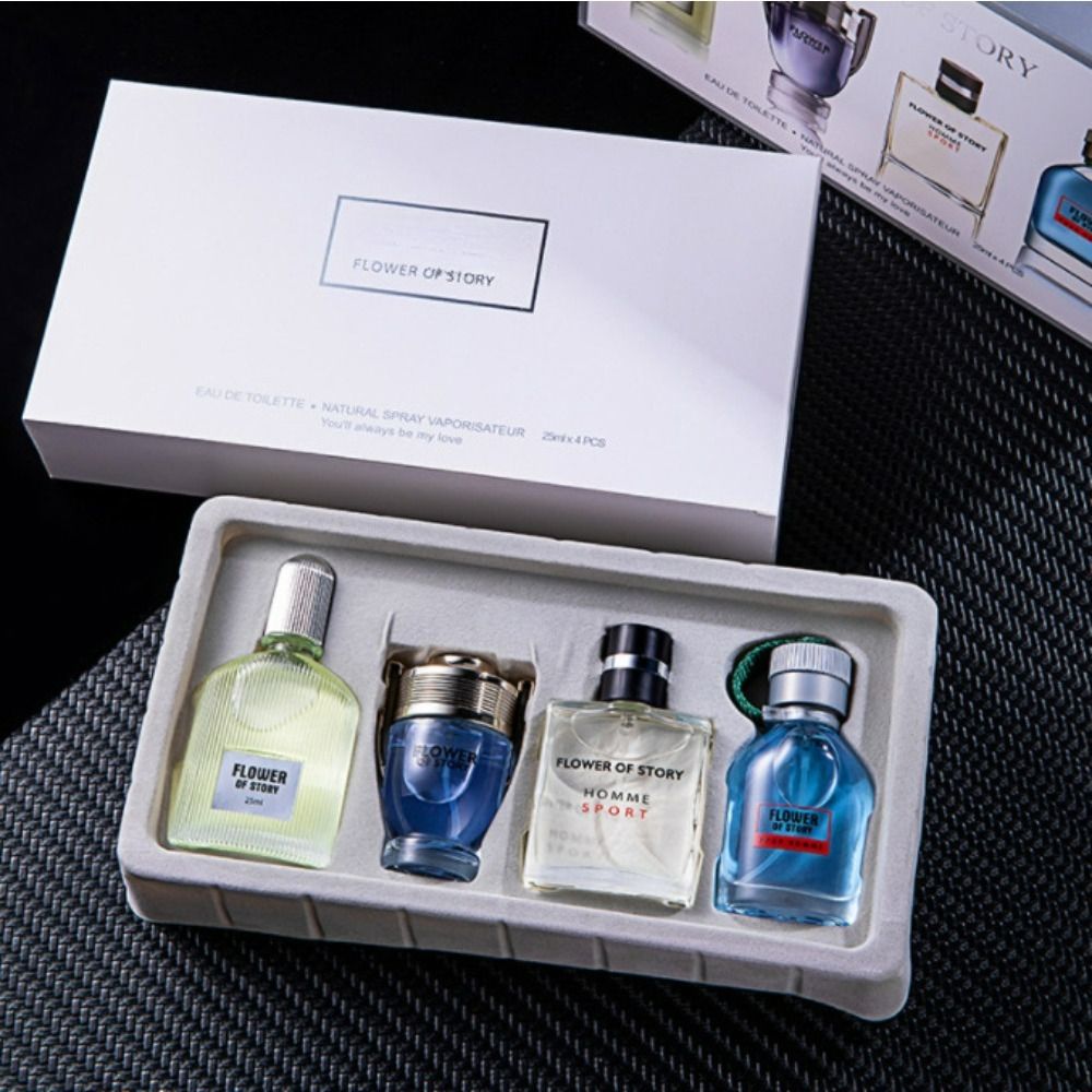 4PCS Men Perfume Set 4 Differents Fragrances Long Lasting Men's Perfumes Deodorants Woody and Floral Fruit Scent Classic Cologne Set Ideal for Showcasing Personal Charm