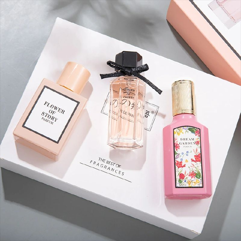 3PCS Ladies Perfume Set 3 Different Smell Eau De Parfum Long Lasting Women's Perfumes Deodorants Fresh Mild Elegant Floral Natural Fragrance Women Perfumes Gift Box