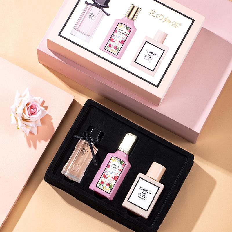 3PCS Ladies Perfume Set 3 Different Smell Eau De Parfum Long Lasting Women's Perfumes Deodorants Fresh Mild Elegant Floral Natural Fragrance Women Perfumes Gift Box