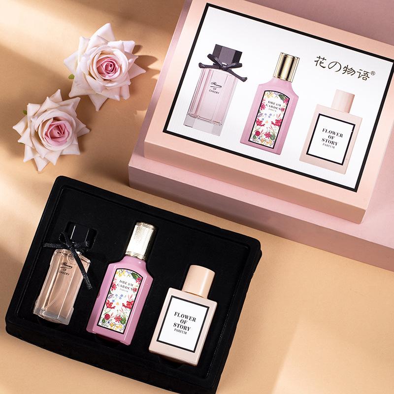 3PCS Ladies Perfume Set 3 Different Smell Eau De Parfum Long Lasting Women's Perfumes Deodorants Fresh Mild Elegant Floral Natural Fragrance Women Perfumes Gift Box