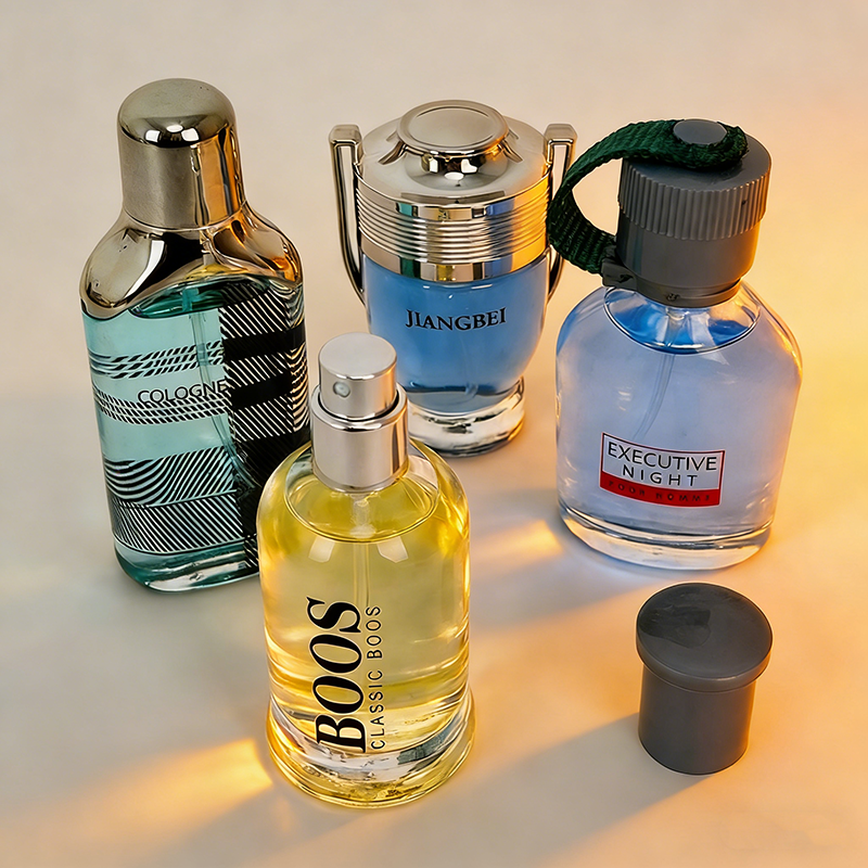 4PCS Men Perfume Set 4 Different Fragrances Silver Charm Mountain Spring Fresh Long Lasting Men's Perfumes Deodorants Dau de Parfum Set Four-piece Men Perfumes Set