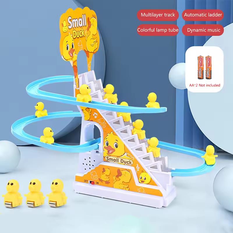 Small Duck Climbed Stairs Toy – Musical Light-Up Track Playset for Kids