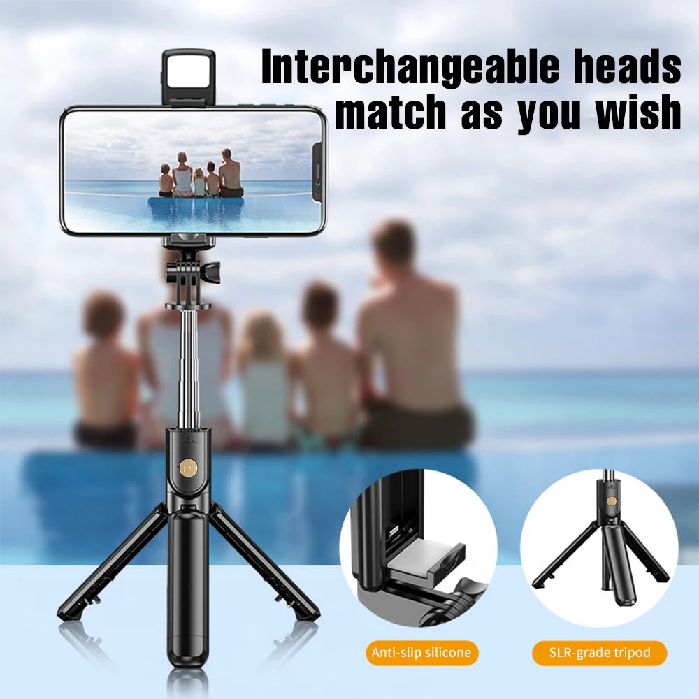Wireless Bluetooth selfie stick tripod with fill light and remote shutter suitable for outdoor travel and use with iPhone  Samsung  Xiaomi and other mobile phones