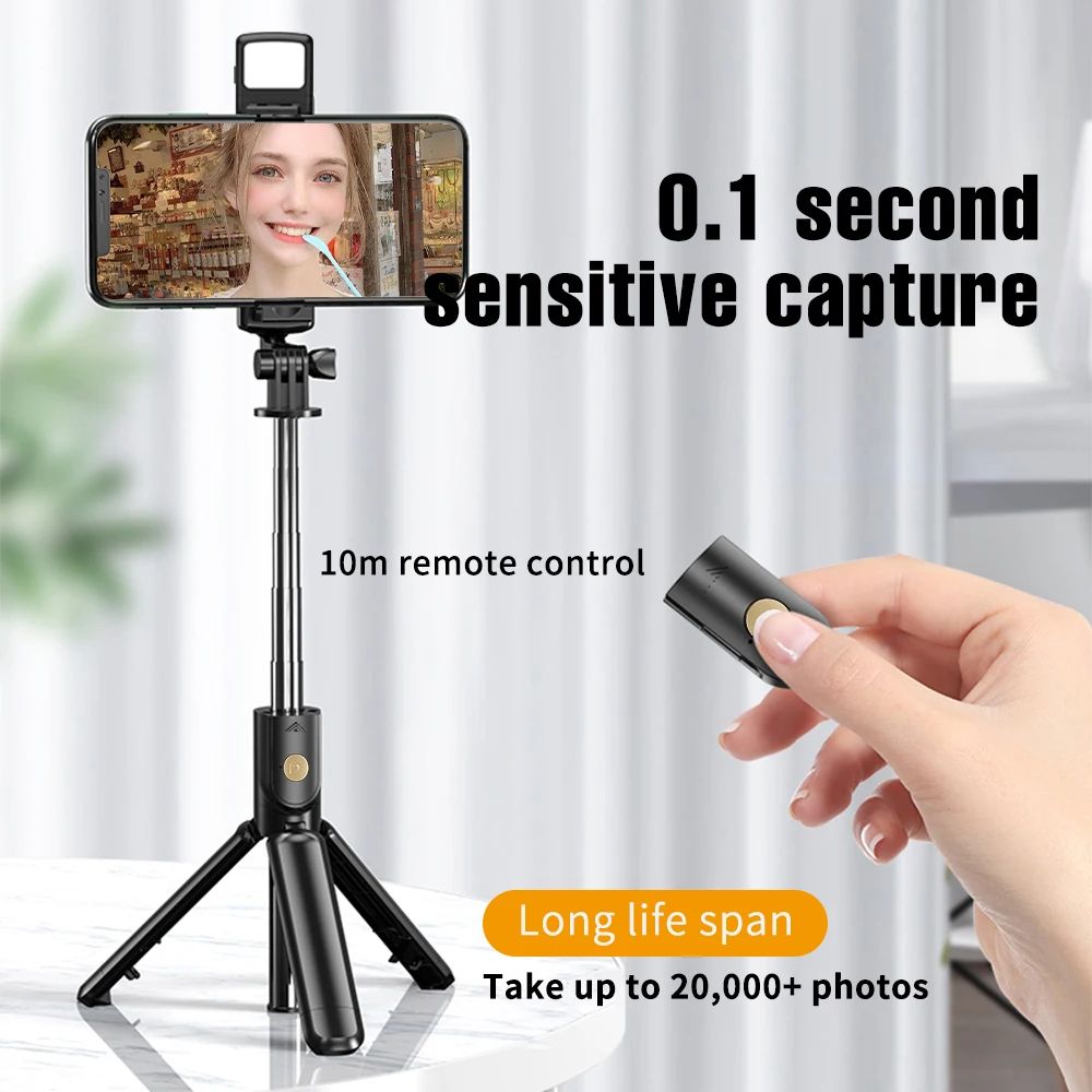 Wireless Bluetooth selfie stick tripod with fill light and remote shutter suitable for outdoor travel and use with iPhone  Samsung  Xiaomi and other mobile phones