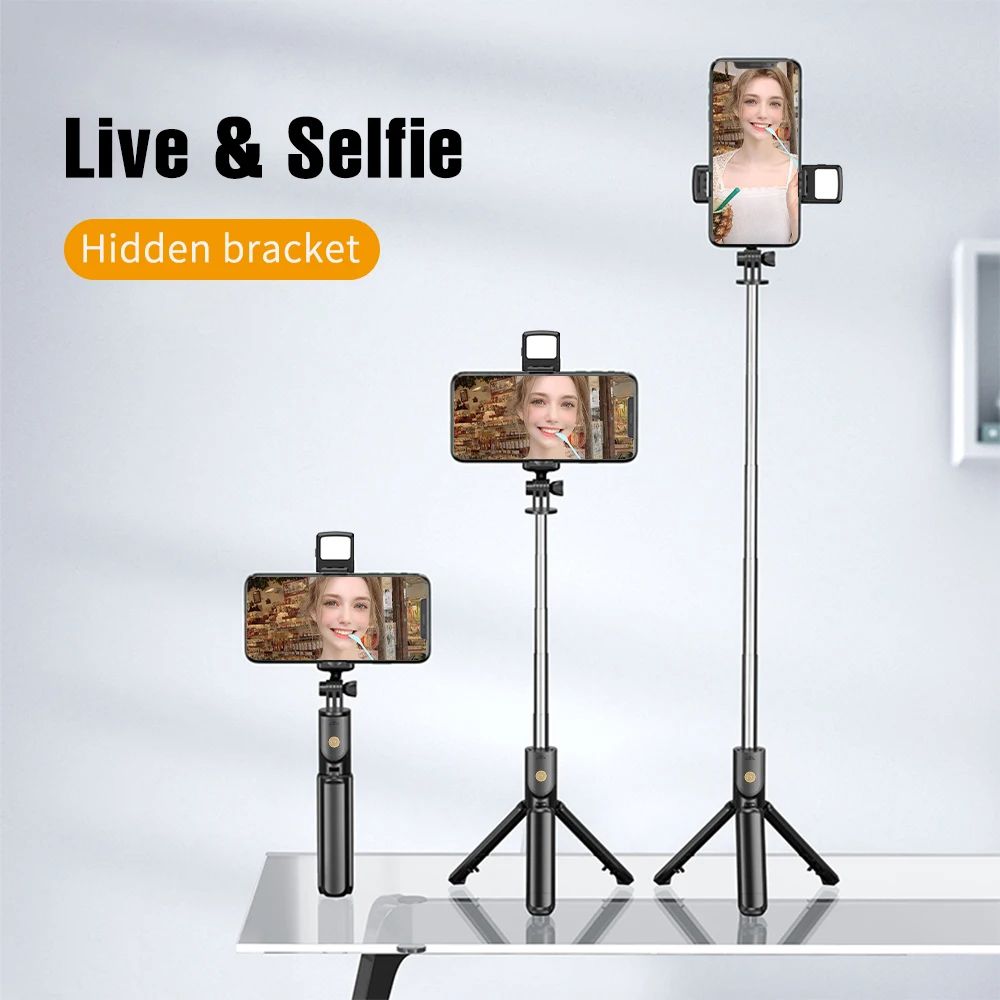 Wireless Bluetooth selfie stick tripod with fill light and remote shutter suitable for outdoor travel and use with iPhone  Samsung  Xiaomi and other mobile phones