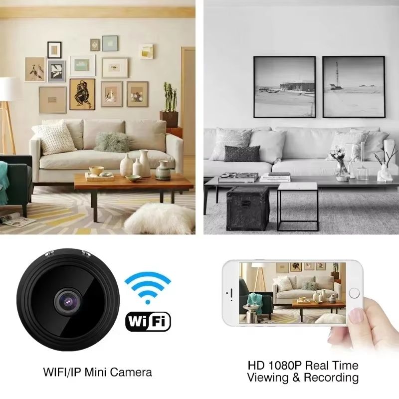 The A9 mini surveillance camera features WiFi  1080P HD resolution  a mini camera sensor  and night vision  making it suitable for network video surveillance  smart homes  and is also ideal for babies