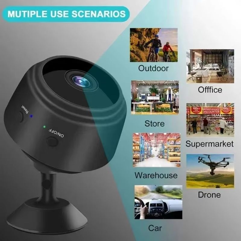 The A9 mini surveillance camera features WiFi  1080P HD resolution  a mini camera sensor  and night vision  making it suitable for network video surveillance  smart homes  and is also ideal for babies