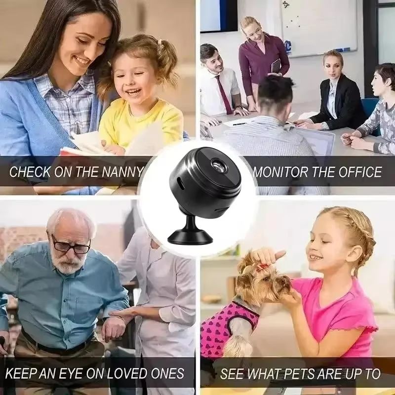 The A9 mini surveillance camera features WiFi  1080P HD resolution  a mini camera sensor  and night vision  making it suitable for network video surveillance  smart homes  and is also ideal for babies