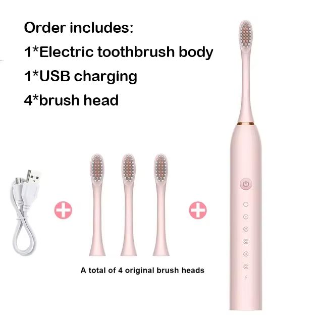 Electric Ultrasonic Toothbrush Six Speed Mode Home Soft Hair USB Charging Waterproof Adult Tooth Cleaner Automatic Couple Set