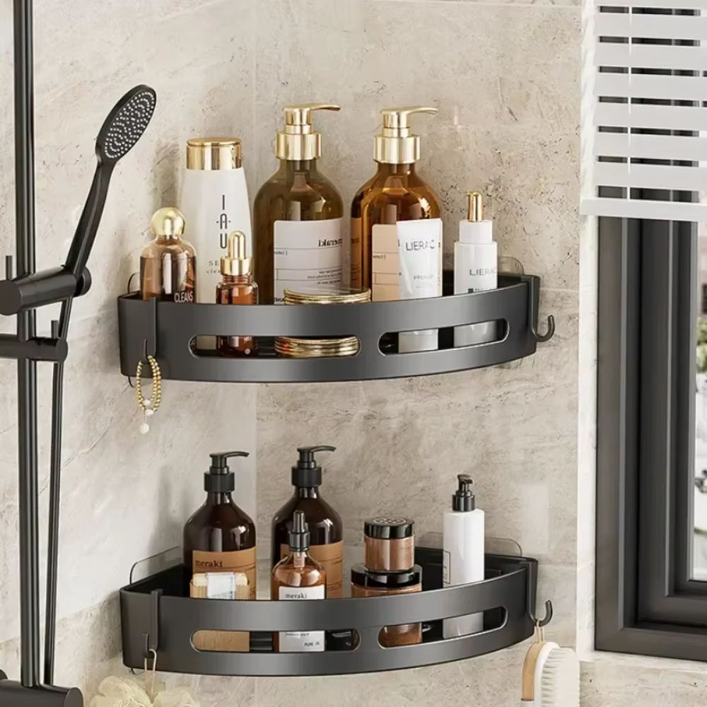 3/2/1pcs Bathroom Shampoo Holder Adhensive Shower Caddy Shelves Storage No Drill Shelf Corner Towel Holder Shelves for Bathroom