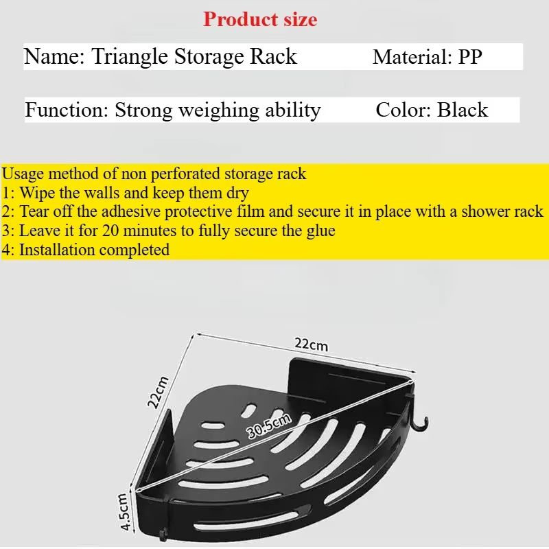 3/2/1pcs Bathroom Shampoo Holder Adhensive Shower Caddy Shelves Storage No Drill Shelf Corner Towel Holder Shelves for Bathroom