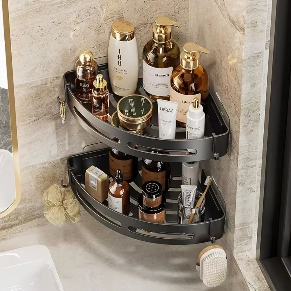 3/2/1pcs Bathroom Shampoo Holder Adhensive Shower Caddy Shelves Storage No Drill Shelf Corner Towel Holder Shelves for Bathroom