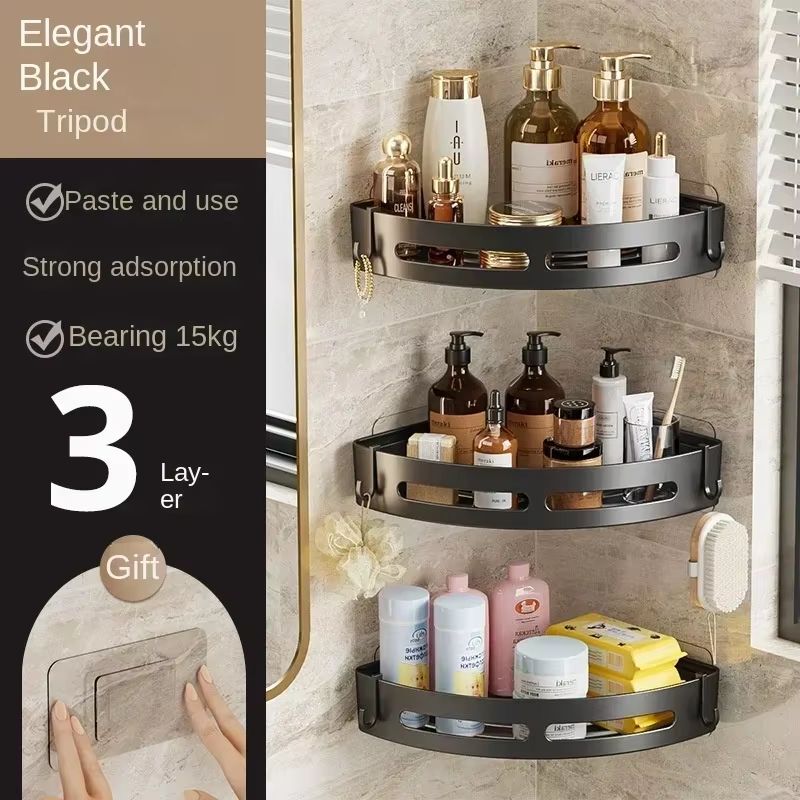 3/2/1pcs Bathroom Shampoo Holder Adhensive Shower Caddy Shelves Storage No Drill Shelf Corner Towel Holder Shelves for Bathroom