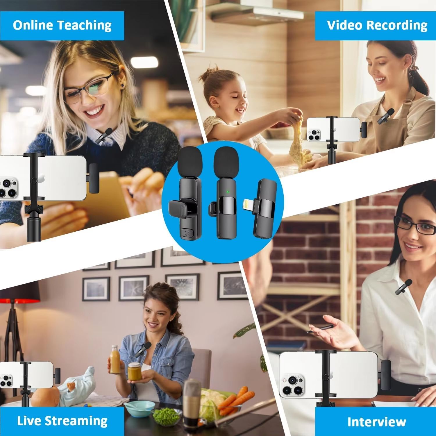 New Wireless Lavalier Microphone Portable Audio Video Recording Mini Microphone for iPhone Android PC Camera Live Gaming Phone