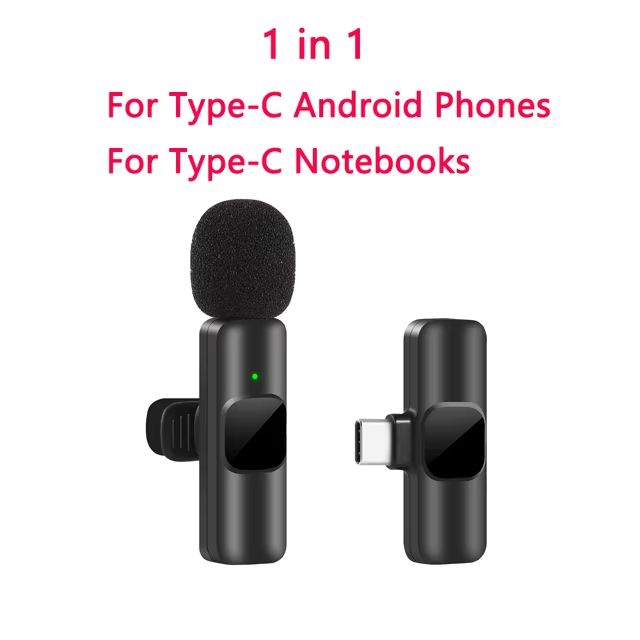 New Wireless Lavalier Microphone Portable Audio Video Recording Mini Microphone for iPhone Android PC Camera Live Gaming Phone