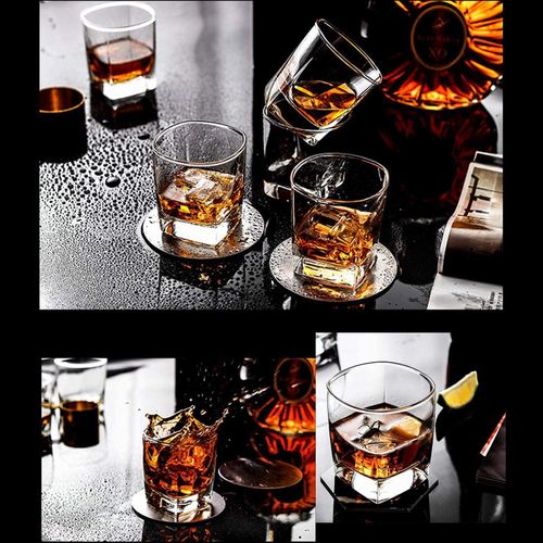 CRYSTAL SQUARE WHISKY GLASSES(PACK OF 6). Modern yet timeless these will be your go-to glasses for serving any beverage from whiskey, bourbon, scotch, and cocktails to wine, juice, and many more.