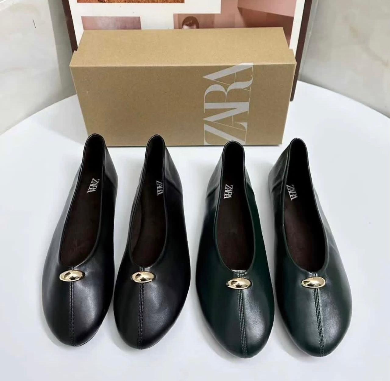🥿 Zara Leather Ballet Flats – Elegant, Comfortable Ladies Shoes
