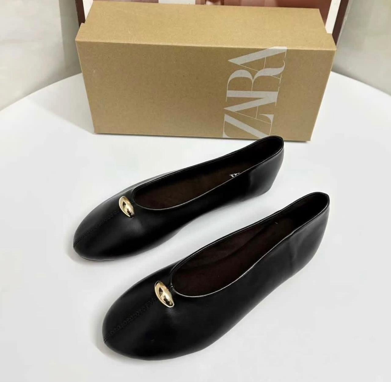 🥿 Zara Leather Ballet Flats – Elegant, Comfortable Ladies Shoes
