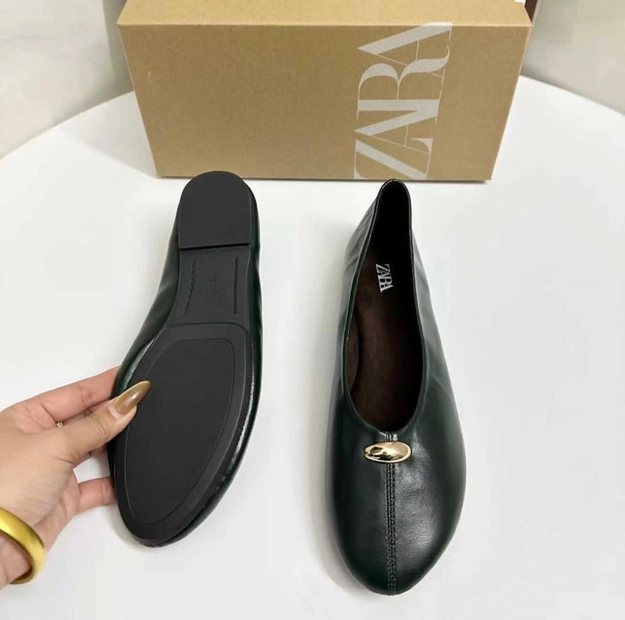 🥿 Zara Leather Ballet Flats – Elegant, Comfortable Ladies Shoes