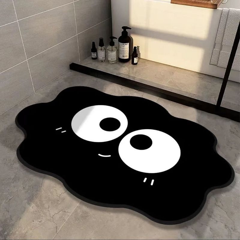 1pc Black Cartoon Bathroom Non-slip Diatom Mud Super Absorbent Bath Mat Quick-drying Easy to Clean Kitchen Rugs Shower Rugs Carpets